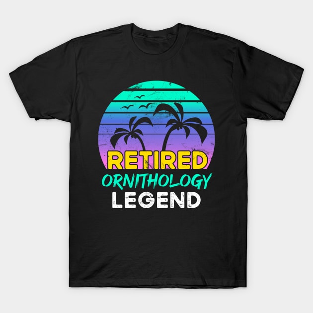 Retired Ornithology Legend Retirement Gift 80's Retro T-Shirt by qwertydesigns